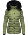Navahoo Damen warme Winter Steppjacke mit abnehmbarer Kunstfell-Kapuze Milianaa Pine Olive Gr. XS