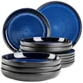 Mäser Tafelservice Niara, Blau, Schwarz, Keramik, 12-teilig, Essen & Trinken, Geschirr, Geschirr-Sets, Tafelservice