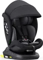 XOMAX 946i Auto Kindersitz drehbar 360° Grad, mit Isofix und Alarmsystem, Gruppe 0+, 1, 2, 3, Reboarder, 0 bis 36 kg, 0 - 12 Jahre / ECE R129,Farbe:Schwarz/Grau