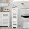 SoBuy Freistehend Toilettenrollenhalter Toilettenschrank Badregal BZR85-W