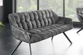 riess-ambiente Sitzbank PAPILLON 165cm grau/schwarz - Samt, Metall-Füße, mit Armlehne (Einzelartikel, 1-St), gepolsterte Bank mit Rückenlehne – ideal für Esstisch, Küche & Flur