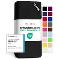 Jacobson Jersey Spannbettlaken Spannbetttuch Baumwolle Bettlaken (Topper 120-130x200 cm, Schwarz)