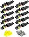 QWORK® 10 Stücke KFZ Stecker Wasserdicht, Steckverbinder 2 Polig, Kabel Steckverbinder Stecker, für KFZ LKW Motorrad
