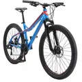 BIKESTAR Hardtail Aluminium Mountainbike 26 Zoll, 21 Gang Shimano Schaltung mit Scheibenbremse | 16 Zoll Rahmen MTB Erwachsenen- und Jugendfahrrad ... - Blau/Orange
