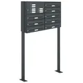 AL Briefkastensysteme 8 Fächer Premium Stand Briefkasten Anlage in RAL 7016 Anthrazit für Post A4, robust, wetterfest, Artikelnummer: 132P8S2KSP7016