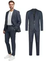 JEFF Herren JFLuke Set Anzug 2-teilig Sakko Hose Bundle | elastischer Herrenanzug Regular Fit für Männer Blue Herringbone, 46