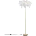 QAZQA Art-Deco-Stehleuchte Beige mit Weißen Federn Peahen
