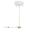Qazqa Art Deco Stehleuchte mit Schirm, Stehlampe - Peahen - Beige, Rund, max. 10W, Geeignet für LED, 5-flammig, 160cm, Ideal als Wohnzimmerlampe - Beige
