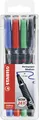 Folienstift - STABILO OHPen universal - permanent medium - 4er Pack - grün, rot,