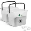 Novaliv 2x Waschmittelbox mit Deckel 4 Liter Transparent und Dosierlöffel 23,5 x 18 x 18,5 cm Waschpulver Aufbewahrungsbox mit Henkel Waschmittel