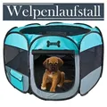 Petigi Freigehege Welpenauslauf faltbar Grün Welpenlaufstall Türkis Tierlaufstall 115 cm