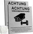 2 Stück Achtung Videoüberwachung Schild Privatgrundstück Mit DSGVO Hinweis, 15X1