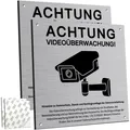 Videoüberwachungsschild Aluminium 15x15cm mit DSGVO Warnung Selbstklebend & B...