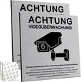 Videoüberwachungsschild Aluminium 15x15cm selbstklebend 2 Stück