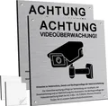2 Stück Achtung Videoüberwachung Schild Privatgrundstück Mit DSGVO Hinweis, 15X1