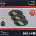Briloner 7296-031 LED Einbauleuchten Set Eisengrau rund 3x6,5W IP23 schwenkbar