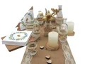 ZauberDeko Tischdeko Herz Gold Eukalyptus Holz Creme Natur Braun Spitze Hochzeit 20 Personen