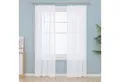 Deconovo Vorhang Wohnzimmer Gardinenschals mit Kräuselband Gardinen Wohnzimmer 2er Set, Transparent Stores Schal Schlafzimmer einfarbig Voile Vorhangschals