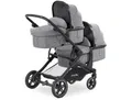 Hauck Zwillingswagen Atlantik Twin, Grau, 64x108x125 cm, Feststellbremse, Fußstütze abklappbar, Federung, Verdeckung abnehmbar, 5-Punkte-Gurt, für Babyschale geeignet, Transportsicherung, Sitz umsetzbar, erweiterbar Geschwister, Baby on Tour, Kinderwagen, Geschwisterwagen & Zwillingswagen