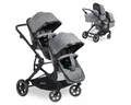 Hauck Zwillingsbuggy Atlantic Twin - Melange Grey, Geschwisterwagen Zwillingskinderwagen inkl. Babywanne bis 36 kg
