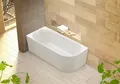 OTTOFOND Badewanne Mince Corner XS rechts 155 cm weiß, (1-tlg), inkl. Ablaufgarnitur, Schlitzüberlauf, Fußgestell, schmale Wannenkante