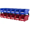 VEVOR 12er-Set Sichtlagerboxen Stapelboxen Stapelkisten Lagerkästen Blau/Rot