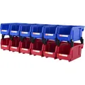 Stapelboxen, Sichtlagerboxen, Aufbewahrungsboxen, Kunststoff, 12er-Set, Blau/Rot