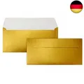 100 Gold-Metallic Brief-Umschläge DIN Lang - 11 x 22 cm - Haftklebung -