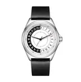 Svalbard FOLLOWER GA19 Swiss Quarz Stahl Weiß Schwarz Leder 24h Herrenuhr, grau