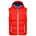 Men's Maritime Vest Modische Steppweste mit angeschnittener Kapuze weiß/rot, Gr. M