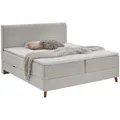 Boxxx Boxspringbett, Beige, Holz, Esche, massiv, H3, Höhe ca. 15 cm, 160x200 cm, Reach, Bettkasten, gepolstertes Kopfteil, Topper durchgehend, in verschiedenen Größen erhältlich, Schlafzimmer, Betten, Doppelbetten