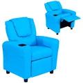 HOMCOM Kindersessel für 3-6 Jahre Alt  Liegefunktion Blau 62 x 52 x 69 cm