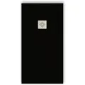 Mirlo Mineralguss Duschwanne Extra Flach Pure  Schwarz Ablaufschutz Chrom Ablaufschutz Chrom 100x120cm