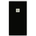 Mirlo - Mineralguss-duschwanne Extra Flach Pure Schieferoptik Schwarz 100x120 Cm Ablaufschutz In Chrom