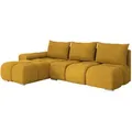 Mirjan24 Ecksofa, Currygelb, Textil, 5-Sitzer, Ottomane links,L-Form, 270x183 cm, Wohnzimmer, Sofas & Couches, Wohnlandschaften, Ecksofas