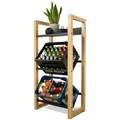 holz4home® Getränkekistenregal aus Bambus I 3 Kisten I inkl. Metallablage I Schwarze Metallstreben I Kellerregal Getränkeregal für Küche & Keller