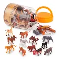 Terra 60-teilig Tierfiguren Sammlung Wildtiere Spielzeug Set – Löwe, Tiger, Zebra, Nilpferd, Elefant, Elch, Kamel und mehr – ab 3 Jahren, 2"