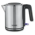 Severin Wasserkocher 1L, Wasserstandsanzeige, Kalkfilter, XXL-Öffnung, leistungsstark & kompakt, BPA-frei, 2.400 W, silber-schwarz/Edelstahl, WK 3489 - Schwarz