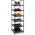 Relaxdays Schuhregal Stahl Vlies PP Schwarz Grau Schmal 6 Ebenen 106 cm x 33 cm x 33 cm 0,8 kg