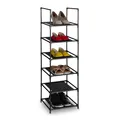 Relaxdays Schuhregal, 6 Ebenen, HBT: 106x33x33 cm, Metall Schuhablage, Stoff Ablage, schmales Schuhgestell, schwarz/grau
