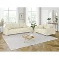 S-style Möbel - Ivar - Polstergarnitur 3+2 Mit Braun Holzfüßen Im Skandinavischen Stil Aus Beige Chenille-stoff