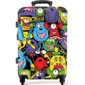 NoBoringSuitcases.com© Kinderkoffer Muster - Monster - Lustig - Abstrakt - Mädchen - Jungen 67 cm - 72 L, 4 Rollen, Mittelgroßer Reisetasche mit Rollen für 20kg, Kinderkoffer bunt 43 cm x 67 cm x 25 cm
