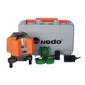 Nedo X-Liner 6 green - Grüner Multilinien-Laser mit horizontaler 360° Laserlinie - zum Nivellieren, Fluchten, Loten und Abtragen rechter Winkel im Innenausbau