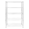 Drahtregal 5-stufiges Metall-Aufbewahrungsregal Heavy Duty Freistehend Höhenverstellbaren Böden & Füße Multifunktional Küche Büro Garage Speisekammer Silber Chrom 1000kg Tragfähigkeit 60 x 120 x 180cm