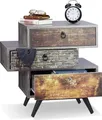 Relaxdays Vintage Kommode m. 3 Schubladen, Betonoptik Beistellschrank, Shabby Schublade m. Griff, HBT: 60x60x40 cm, grau