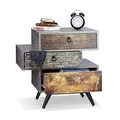 Relaxdays Vintage Kommode m. 3 Schubladen, Betonoptik Beistellschrank, Shabby Schublade m. Griff, HBT: 60x60x40 cm, grau