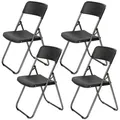 4er Set klappstühle Rattan-Optik Campingstuhl Balkon Gartenstuhl bis 200 KG - Schwarz