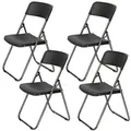 Sekey - Rattan Gartenstuhl Klappbar, Campingstuhl Faltbar 200kg, Klappstuhl Gartenstühle Set Wasserdicht, Schwarz, 4 Stück