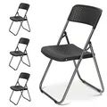 Sekey Klappstuhl 4er Set, Gartenstuhl Klappbar Rattan-Optik, Campingstuhl Wasserdicht bis 200 KG, Klappstühle Camping Balkon Garten, Schwarz