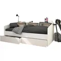 Parisot Meuble Jugendbett, Weiß, Holzwerkstoff, 2 Schubladen, Rechteckig, 90x200 cm, Kinder- & Jugendzimmer, Jugendmöbel, Jugendbetten